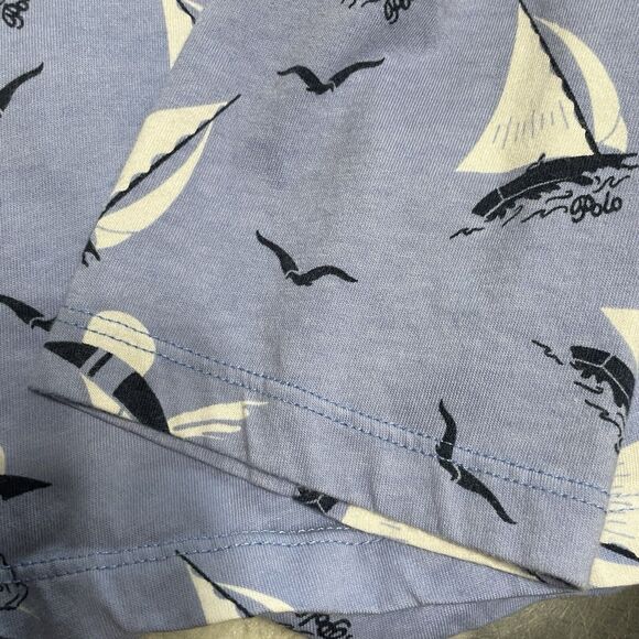 Polo Ralph Lauren Hooded Cotton Jersey Men L Blue Sailing Bear Print Long Sleeve - Picture 7 of 12